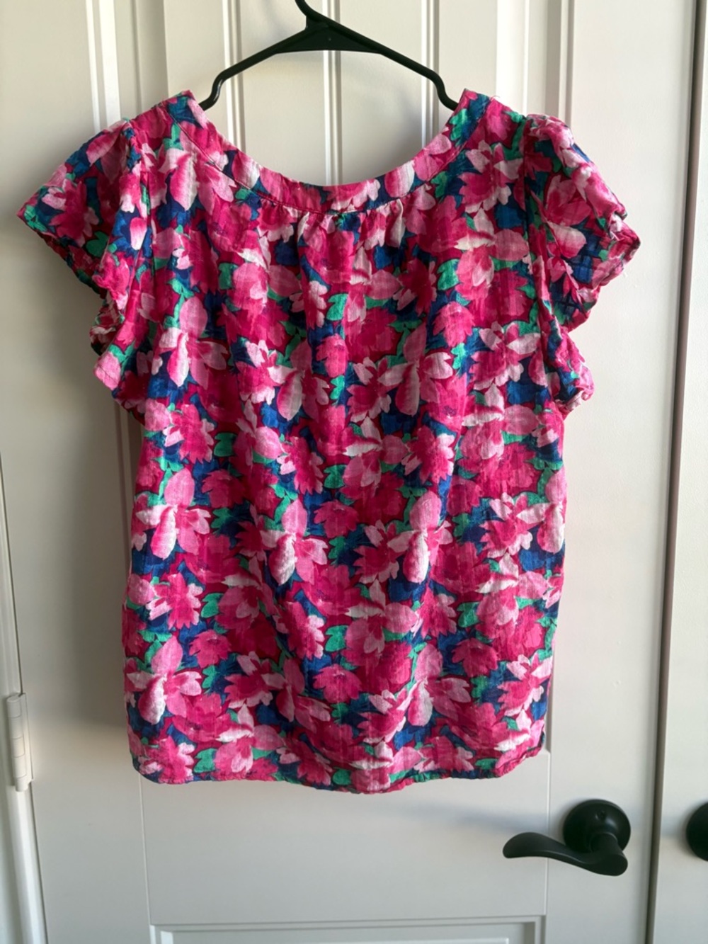 Draper James Pink Floral Smocked Scoop-Neck Blouse - Picture 3 of 5